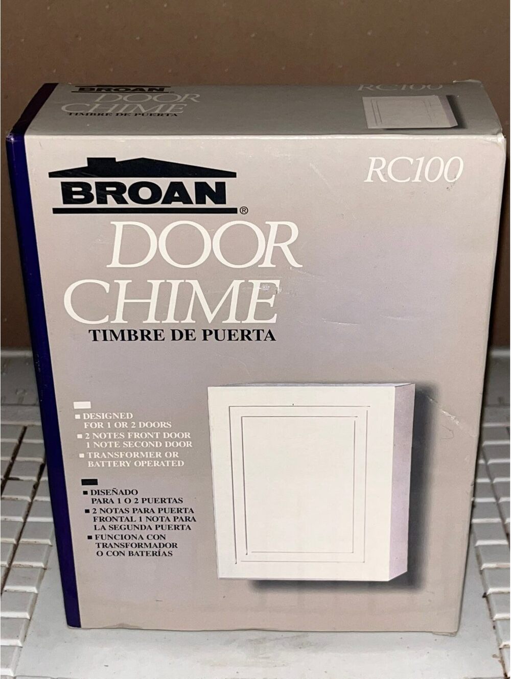 Broan RC100 Door Chime - Battery Operated, Fits 1 or 2 Doors, White